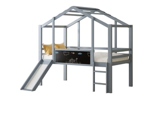 Lit mezzanine 90x200 cm <strong>MERAX</strong>  <strong>lit enfant gris</strong> coloris gris