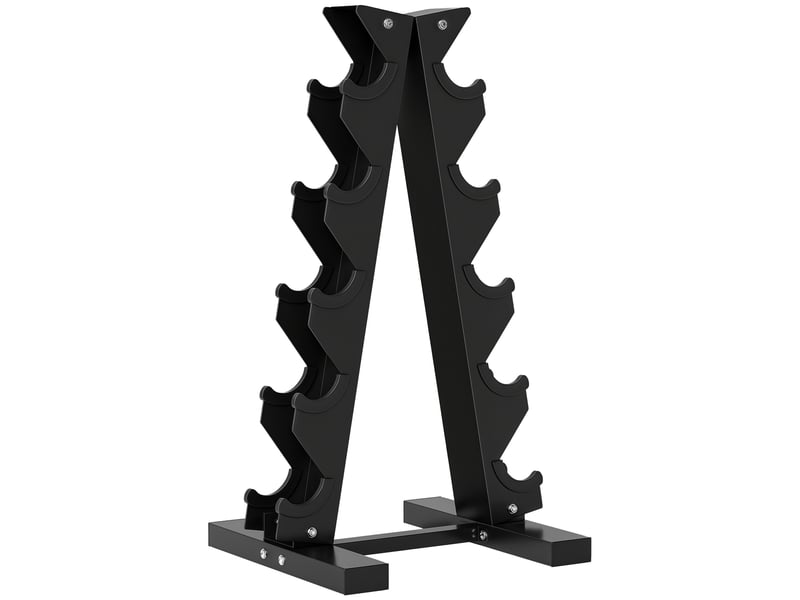  Support à haltères en acier à 5 niveaux avec inserts en plastique, 35 x 33 x 66 cm, noir  - Conforama A