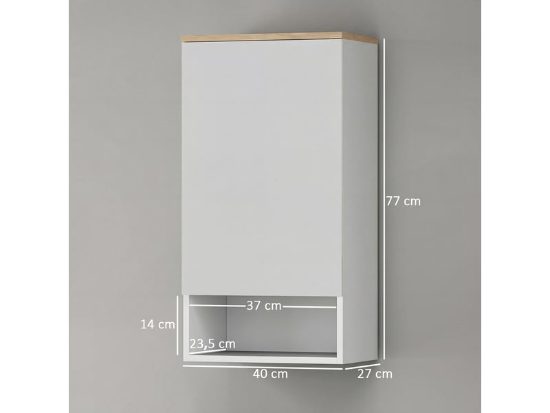  Armoire murale salle de bain blanche, étagères réglables et niche ouverte, 40 x 27 x 77 cm  - Conforama E