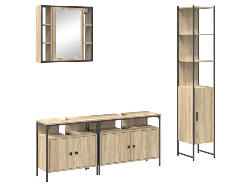 Ensemble de mobilier de salle de bain 4 pc chêne sonoma cf64516 - Conforama A