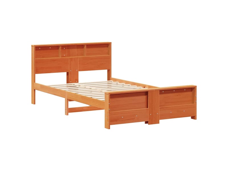  Lit double- lit adulte -  cadre de lit avec étagère brun  135 x 190 cm pin massif  - Conforama C