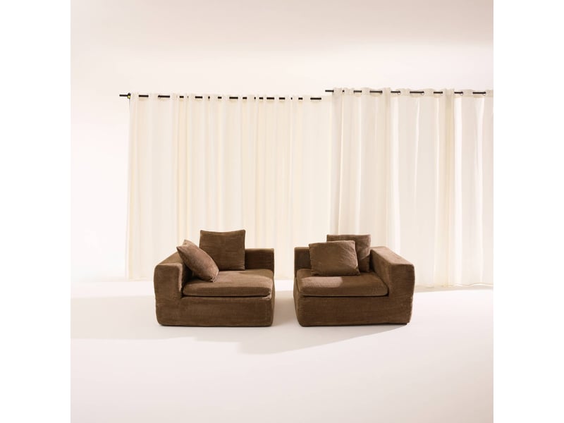  Canapé modulable tissu chenille 3 places marron - movi  - Conforama C