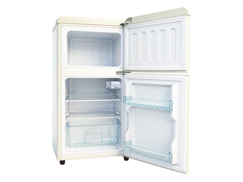  Réfrigérateur 2 portes 60 l crème, réglage 7 niveaux, éclairage led, classe e  - Conforama D
