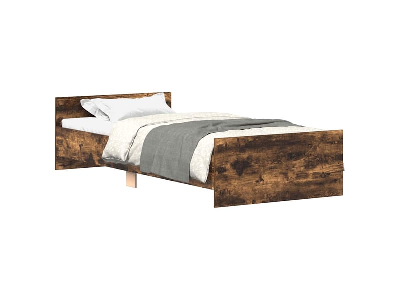  Lit simple- lit adulte -  cadre de lit sans matelas chêne fumé 100x200 cm bois ingénierie  - Conforama A