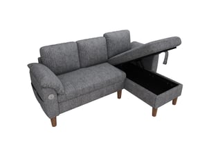 Canapé d'angle réversible fixe DESVIAE 3 places Polyester gris avec coffre de rangement