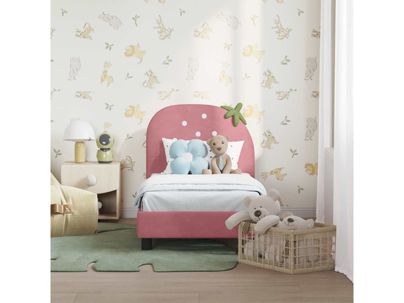 Lit simple- lit adulte - cadre de lit pour tout-petit avec tête de lit rose 70 x 140 cm - Conforama B