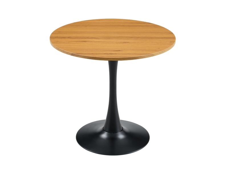  Table à manger ronde,80x80x76 cm,pied tulipe noir,mdf et métal,effet bois  - Conforama A