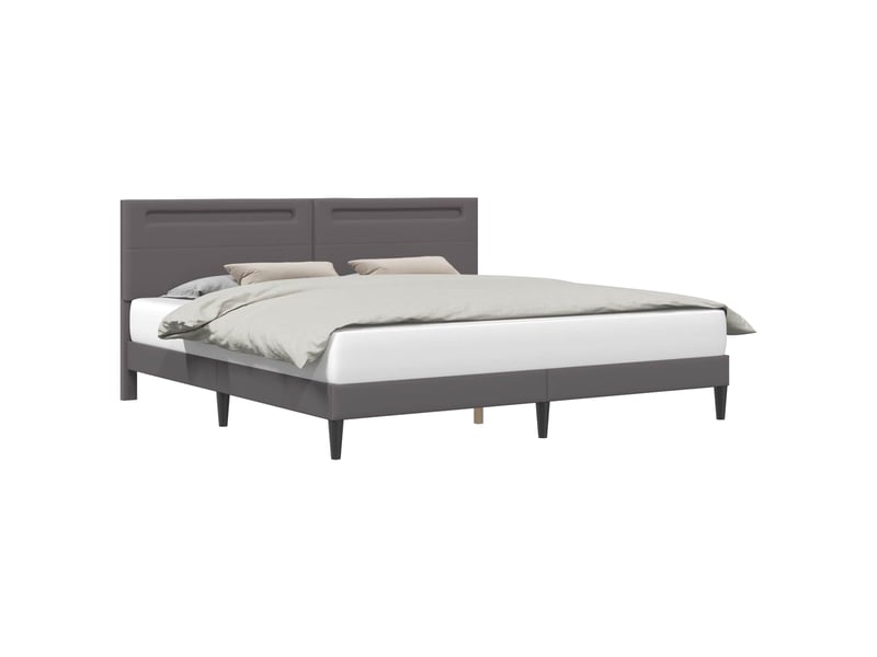  Lit double- lit adulte -  cadre de lit avec bandes led gris 200 x 200 cm simili cuir  - Conforama B