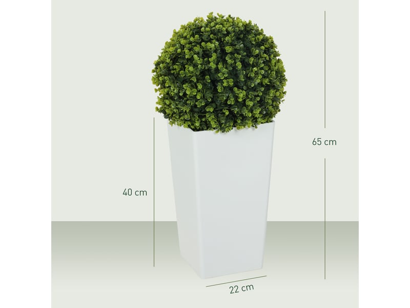 Lot de 2 boules d'eucalyptus artificiel, plante artificielle de 65 cm avec protection uv, 330 feuilles en pot, verte - Conforama E