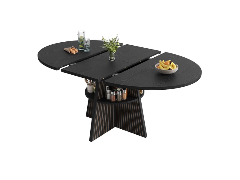  Table extensible 2 à 8 personnes avec rangement pour salle à manger 110-150×110×76 cm en mdf noir  - Conforama A