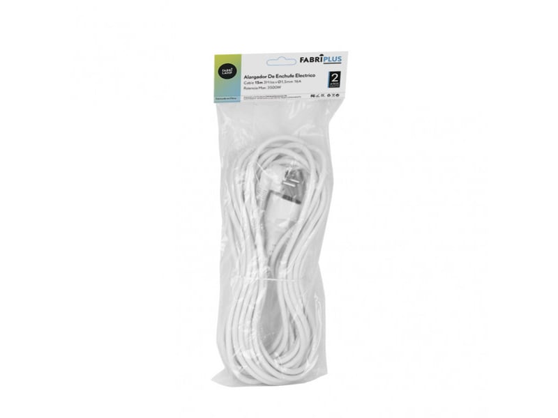  Rallonge électrique fabrilamp alargadera câble 15 m 3500 w blanc 166450115 - Conforama C