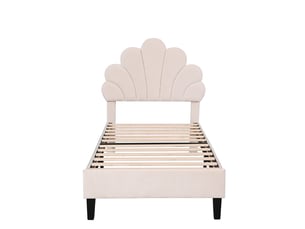 Lit simple 90x200 cm <strong>Lonelyo</strong>  <strong></strong> coloris beige