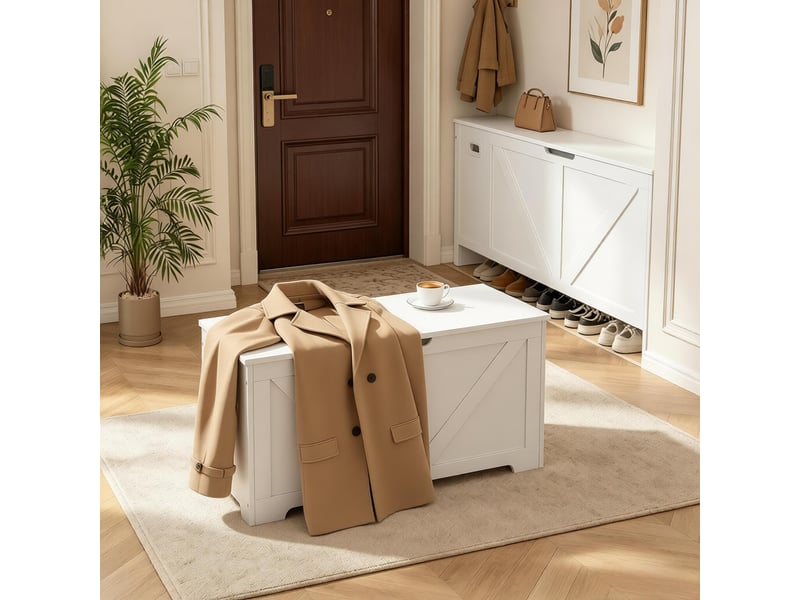  Banc coffre avec rangement caché, meuble d’entrée, repose-pieds, table d’appoint multifonctionnelle  - Conforama E