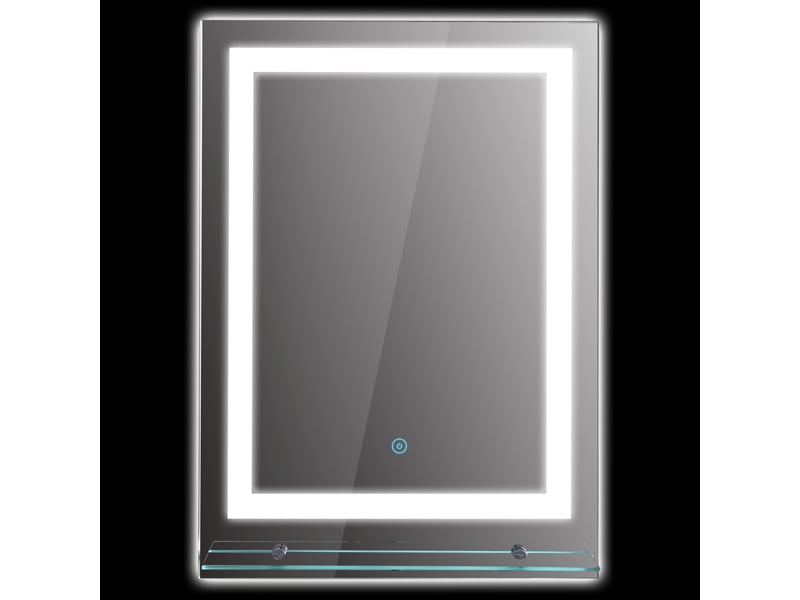 Miroir rond lumineux led de salle de bain ø 80 cm mural avec éclairage 3 couleurs interrupteur tactile 46w blanc argent - Conforama B