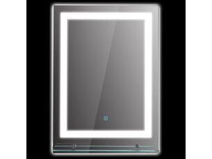 Miroir rond lumineux led de salle de bain ø 80 cm mural avec éclairage 3 couleurs interrupteur tactile 46w blanc argent