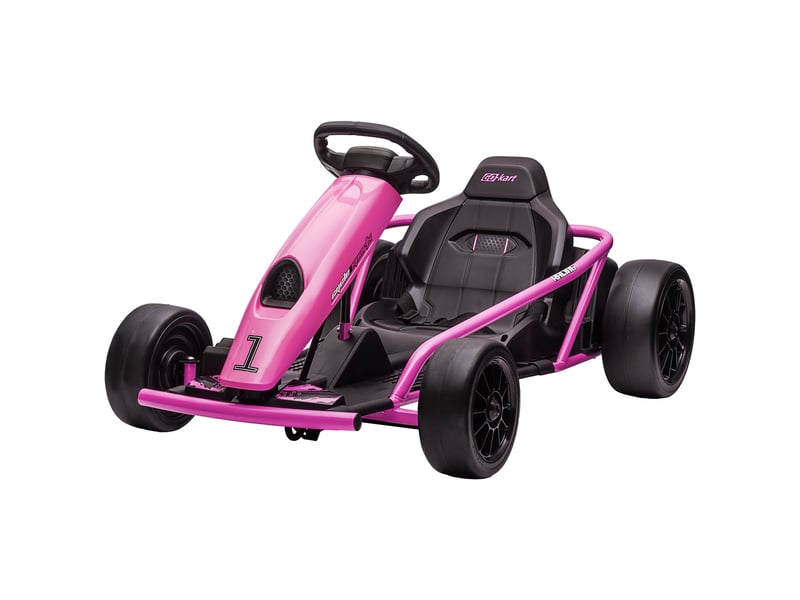  Karting électrique 24 v pour enfants, jusqu'à 13 kmh, avec fonction drift, équipé de 2 moteurs, pour les 8-12 ans, rose  - Conforama B