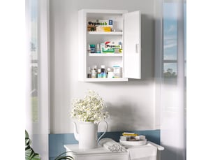 Armoire à médicaments verrouillable 30x14x46 cm à 3 compartiments en acier blanc