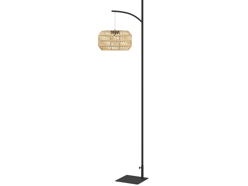 Lampadaire solaire d'extérieur 44 x 32 x 178 cm noir et jaune, rotin pe et acier, capteur de lumière, ip44 - Conforama A