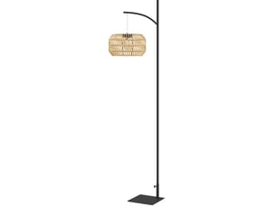Lampadaire solaire d'extérieur 44 x 32 x 178 cm noir et jaune, rotin pe et acier, capteur de lumière, ip44
