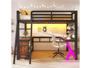 Lit mezzanine 90x200 cm <strong></strong>  <strong></strong> coloris noir