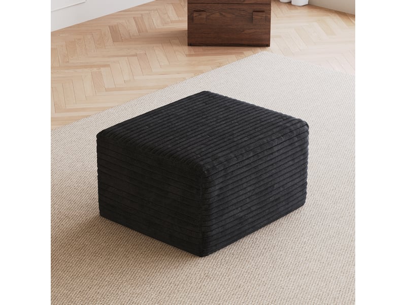  Repose-pied modulaire avec assise en mousse, sans montage, design minimaliste en velours côtelé noir 65 × 60 × 38 cm  - Conforama D