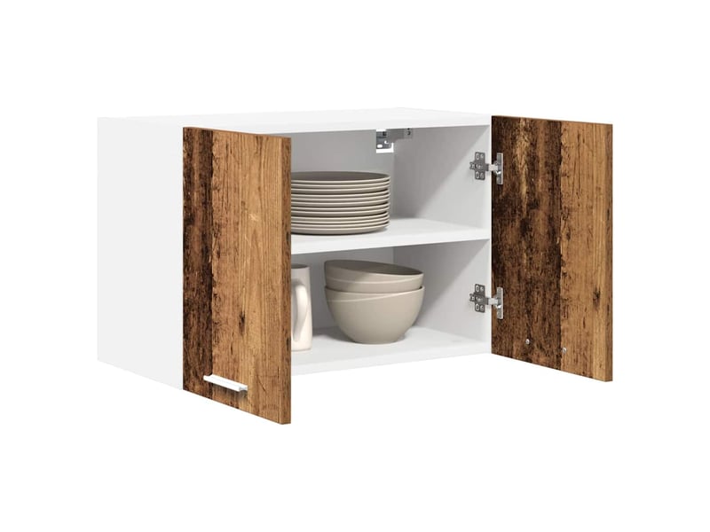  Meuble de rangement cuisine, armoire suspendue bois ancien et blanc 60x31x40cm  - Conforama C