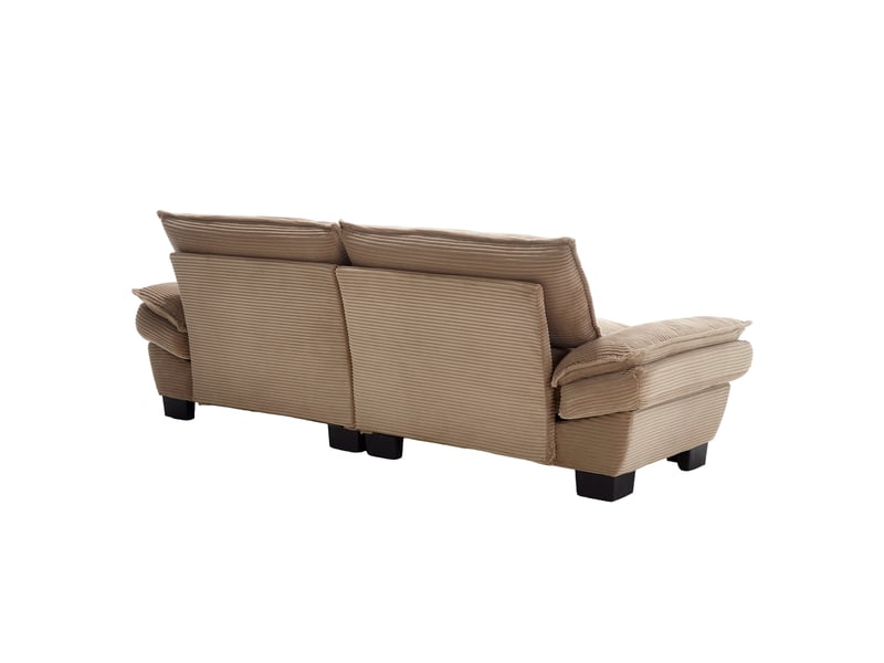  Canapé droit, 2 places, design simple, pieds en plastique, cadre en bois, oreillers latéraux, moderne, velours, marron  - Conforama D