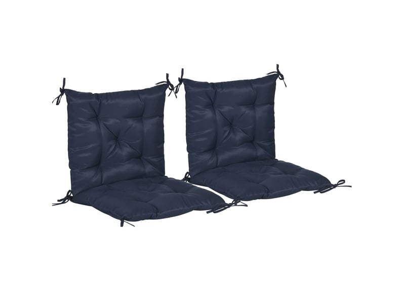  Lot de 2 coussins de chaise 98x50 cm – bleu foncé – liens de fixation, épaisseur 8 cm, intérieur-extérieur  - Conforama B