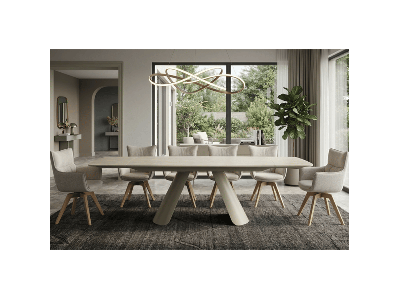  Table de salle à manger extensible covy 160 à 240 cm en céramique champagne et métal – 6 places  - Conforama D