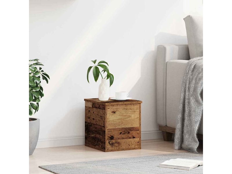  Boîte de rangement, coffre de rangement bois ancien 30x35x35 cm  - Conforama D