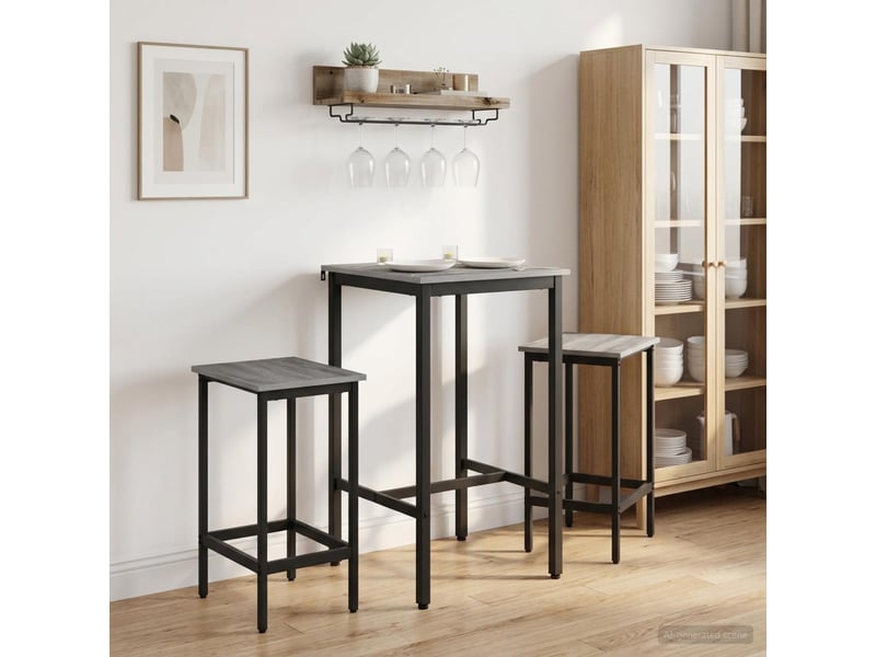 Lot de 2 tabouret de bar, chaise de bar sonoma gris 40x32x64 cm shl72919  - Conforama B