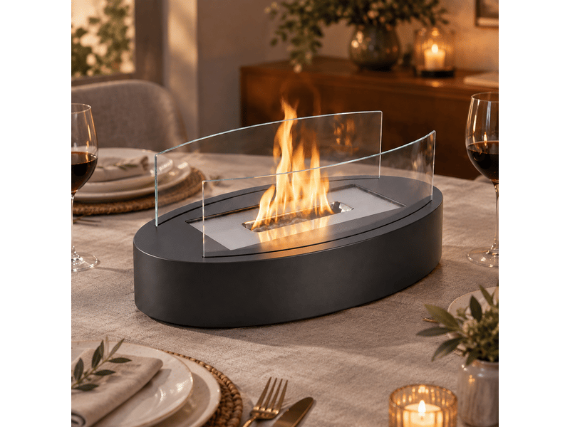 Zmh cheminée éthanol de table moderne intérieur et extérieur 34.7x19.7x13.6cm noir  - Conforama C