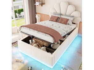Lit coffre 90x200 cm <strong>MODENVIE</strong>  <strong></strong> coloris beige
