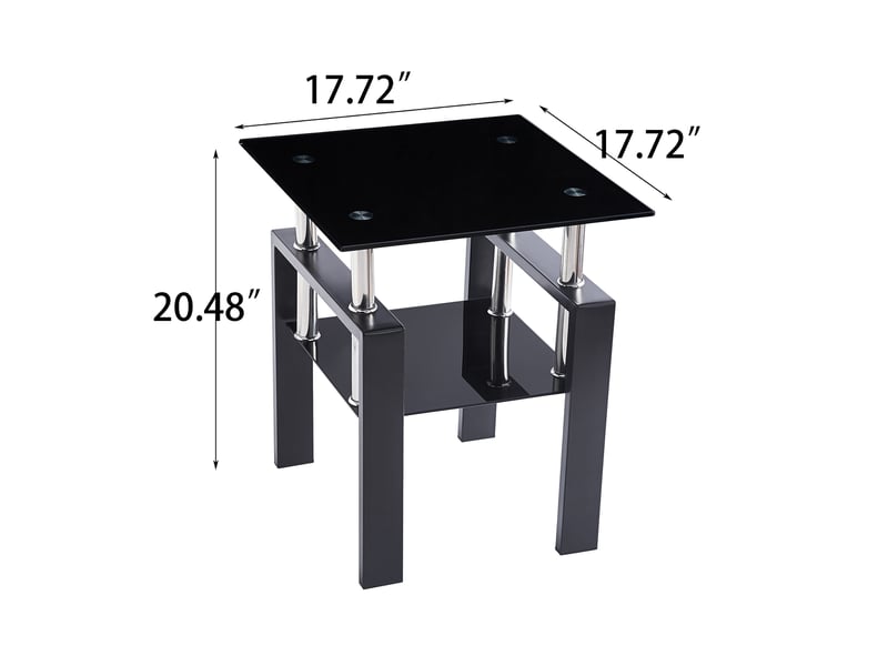  Lot de 2 tables d'appoint en verre trempé noir avec étagère homvra  - Conforama E