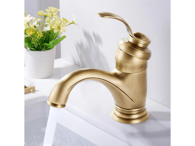  Robinet de lavabo rétro monocommande en laiton,mitigeur moderne avec réglage température chaudefroide,connexion 38  - Conforama A