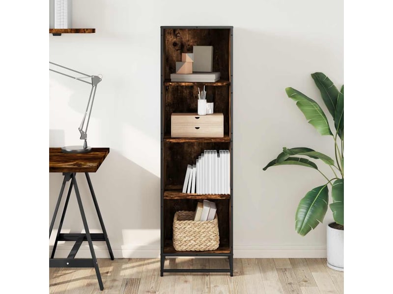  Bibliothèque, étagère de rangement chêne fumé 40x35x139 cm bois d'ingénierie  - Conforama C