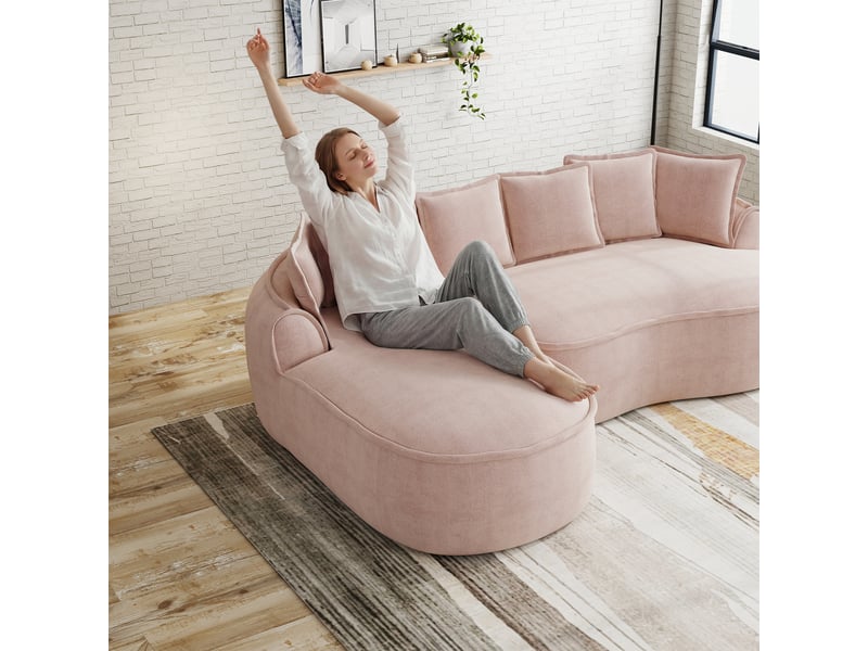 Canapé 4 places droit en tissu rose, largeur 320 cm, sans structure rigide W3325S00284 - Conforama D