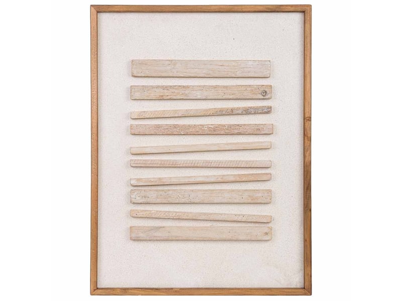  Tableau artisanal en bois recyclé relief beige et blanc 62x4x82 cm h  - Conforama B