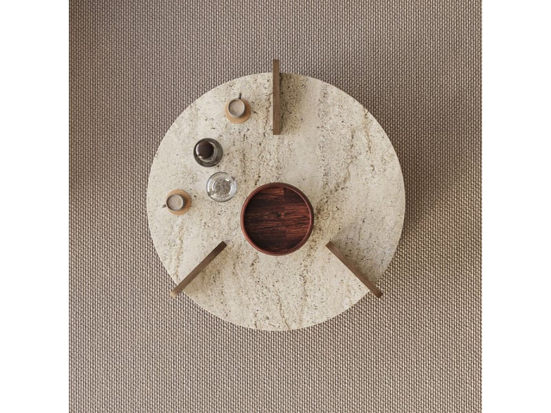 Table basse ronde avec étagère de rangement oalla - beige  - Conforama E