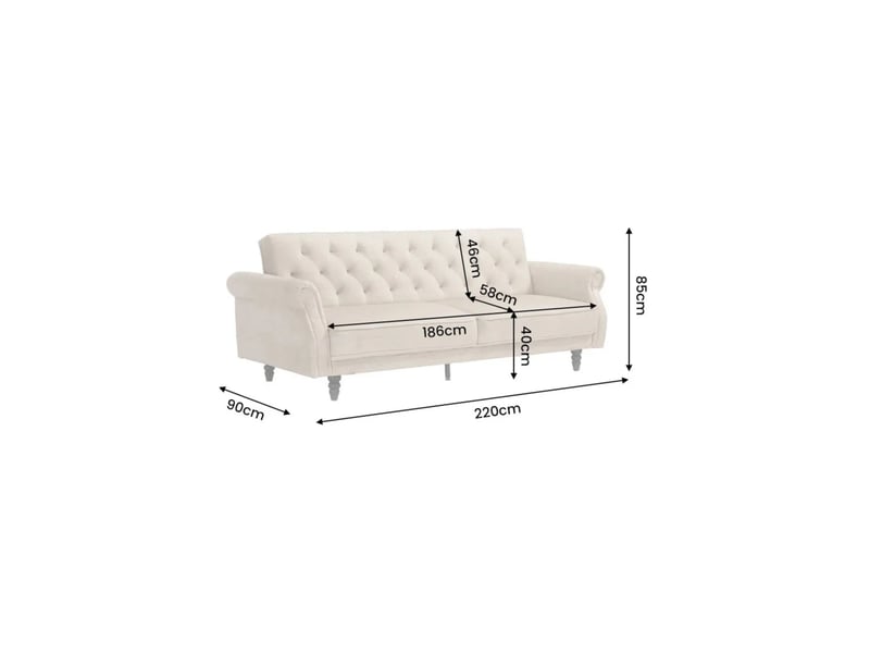 Canapé convertible miles 3 places 220x90cm - velours beige champagne - couchage 110x180cm - Conforama C