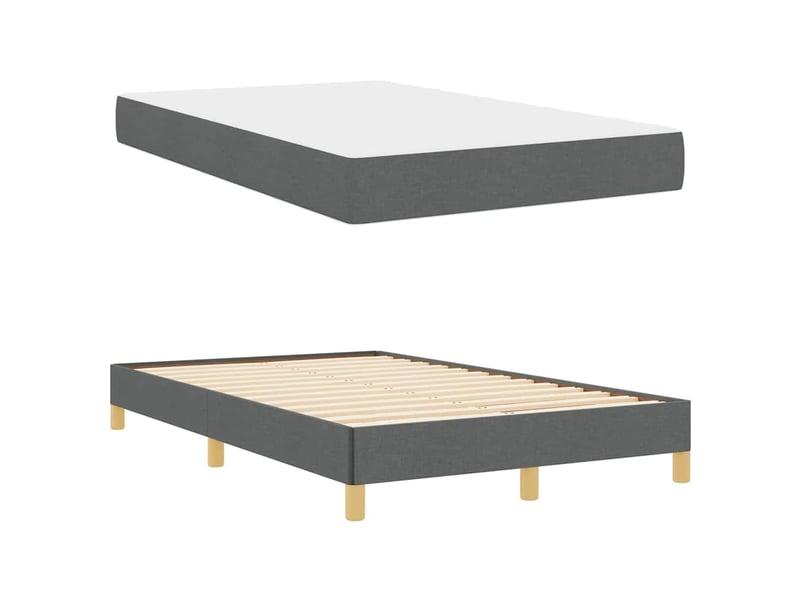 Lit double- lit adulte - lit à ressorts avec matelas gris foncé 120 x 190 cm tissu - Conforama C
