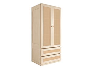 Armoire modenvie 2 portes avec 2 tiroirs et rangement 70 x 55 x 170 cm bois clair