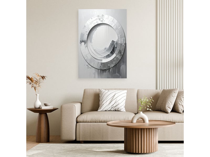  Tableaux, cercle blanc abstrait sur fond gris 70x100 1334481662 - Conforama B