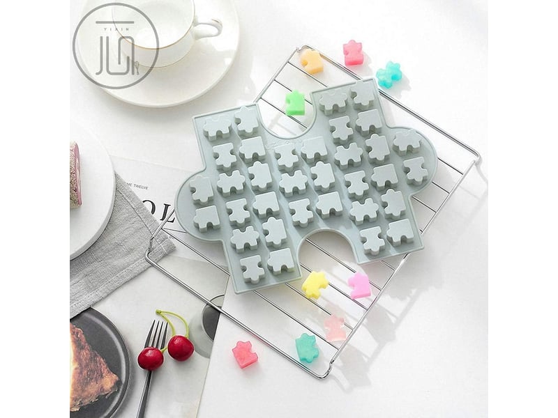  Lot de 2 moules à bonbons en silicone en forme de pièces de puzzle, moules en silicone pour chocolat, gomme, bombes de graisse, échantillons de bougie  - Conforama B