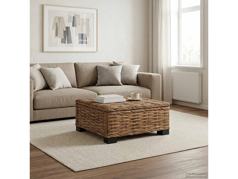  Table basse - table de salon - table à thé gendt rotin naturel naturel 67 x 60 x 30 cm  - Conforama B