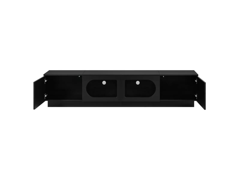  Meuble tv 4 portes avec led pilotée par application 200x40x42 cm noir  - Conforama D