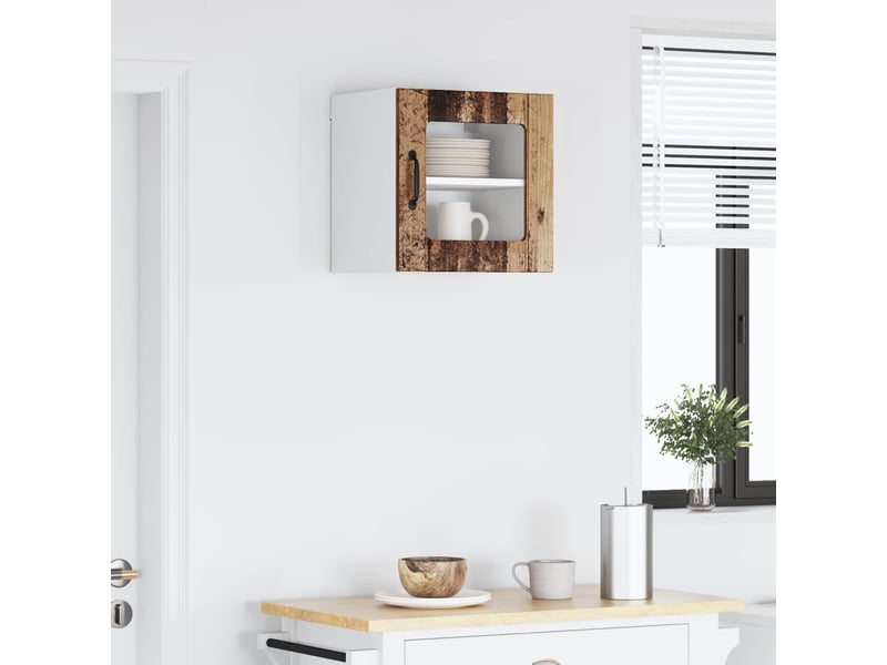 Meuble mural de cuisine, cabinet en verre mural bois ancien 40x31x40cm shl6144 - Conforama D