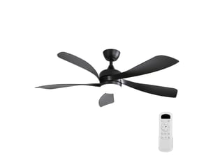 Ventilateur de plafond 132 cm led abs noir, 3 couleurs, variateur, mémoire, 6 vitesses, moteur dc silencieux, timer 148h