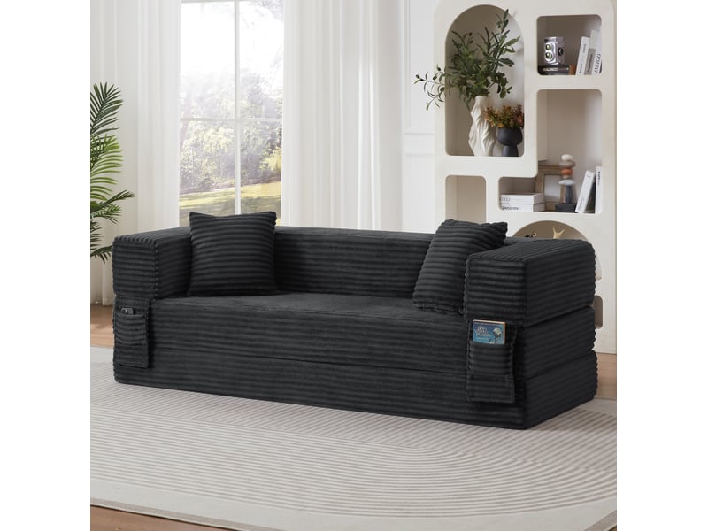  Canapé convertible 3 places 200x76x60 cm design carré gris foncé design moderne, confortable, pour salon design design  - Conforama D