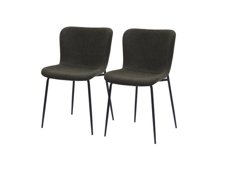  Chaises de salle à manger modernes, dossier rond et haut, assise en tissu, pieds métalliques – lot de 2, 3 coloris  - Conforama B